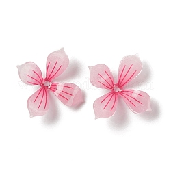 Tappi di perline di resina opaca, 4 -petal, fiore, rosa intenso, 16.5x16x8mm, Foro: 1.5 mm