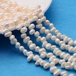 Grade A Natural Cultured Freshwater Pearl Strands, Idea for Mother's Day Gift, teardrop, White, 6~7mm, Hole: 0.8mm, 14 inch(36cm)