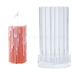 Moules en plastique pour bougies, pilier bricolage bougie faisant des fournitures, forme de nervure cylindrique et clips de fixation de mèche en fer, clair, 64.5x112mm, Taille intérieure: 49.5 mm