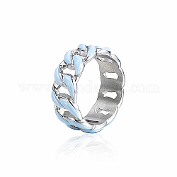 Эмалированные бордюрные цепи из нержавеющей стали, кольца на палец, Небесно-голубой, размер США 8 (18.1 мм)
