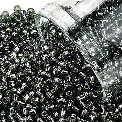 Toho perles de rocaille rondes, Perles de rocaille japonais, (29b) gris doublé d'argent, 11/0, 2.2mm, Trou: 0.8mm, à propos 1110pcs / bouteille, 10 g / bouteille