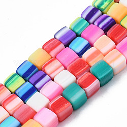 Handmade Polymer Clay Beads Strands,  Cube, Colorful, 6~6.5x6~6.5x6~6.5mm, Hole: 1.4mm, about 61pcs/strand, 15.75 inch~15.94 inch(40.5cm)