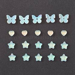 20 stücke 3 stil galvanisierte glasperlen, matt, Stern & Schmetterling & Herz, klar ab, 6~9.5x6~11x3.8~4.5 mm, Bohrung: 0.7~1.2 mm