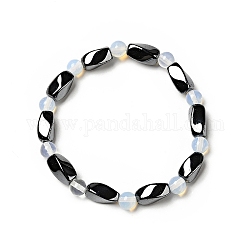 Bracelets extensibles opalite ronds, avec perles d'hématite synthétiques non magnétiques et cordon élastique, 50mm