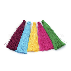 Groses décorations de pendentif pompon en nylon, 65~70x8~10mm, couleur mixte