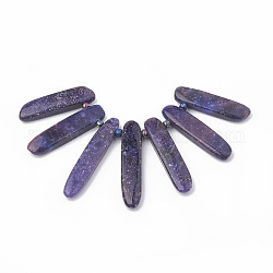 Lepidolita natural / hebras de perlas de piedra de mica púrpura, colgantes de ventilador graduados, cuentas focales, cuentas de espodumena, 38~49x9~10x5~6mm, agujero: 1.5 mm, 7 PC / sistema, 3.14 pulgada / hebra, grano de cristal: 4 mm