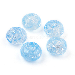 Perline di acrilico trasparente crackle, perline con foro grande, rondelle, cielo blu, 14x8mm, foro: 5.5mm, circa 510pcs/500g