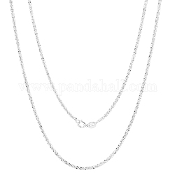 Ожерелье-цепочка из тонкого изящного звена с родиевым покрытием из стерлингового серебра 925 пробы для женщин и мужчин, платина, 17.72 дюйм (45 см)