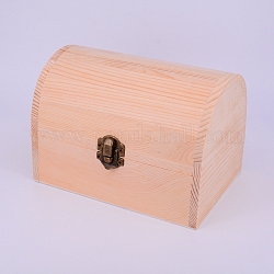Arched Rectangle Unfinished Wooden Box, with with Hinged Lid and Front Clasp, for Arts Hobbies and Home Storage, BurlyWood, 16x11.4x12cm