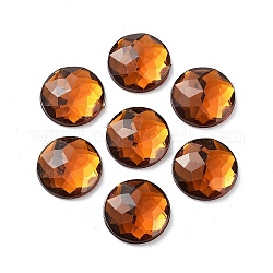 Imitación Taiwan acrílico Diamante de imitación espalda plana cabochons, facetados, medio redondo / cúpula, chocolate, 16x5mm, 500 unidades / bolsa