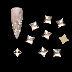 Flat Back Glass Rhinestone Cabochons, Nail Art Decoration Accessories, Faceted, Darts, Light Colorado Topaz, 8x8x2mm, Diagonal Length: 8mm, Side Length: 6mm, 20pcs/bag