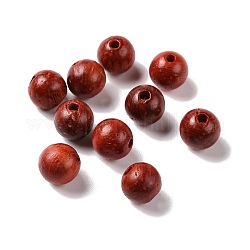 Perles de palissandre naturel, non teint, ronde, rouge foncé, 6mm, Trou: 1.2mm