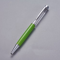 Креативные шариковые ручки с пустой трубкой, со стержнем с черными чернилами внутри, для diy блестящая эпоксидная смола шариковая ручка с кристаллами гербариевая ручка для изготовления, серебряные, желто-зеленый, 140x10 мм
