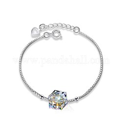 925 ссылка стерлингового серебра браслеты, с австрийской кристалла, кубические, платина, 001 ab_crystal AB