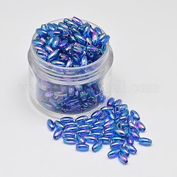 Perline acriliche trasparenti ecologiche placcate color riso placcato ab, blu fiordaliso, 6x3mm, Foro: 1 mm, circa 17700pcs/500g