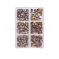 Perle en verre de dos plat, facette, accessoires nail art de décoration, demi-rond, lilas, 2~4.9mm, environ 1015 pcs / boîte
