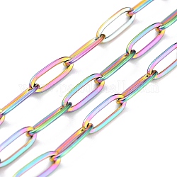 Ionenbeschichtung (IP) 304 Edelstahl-Büroklammerketten, gelötet, mit Spule, Regenbogen-Farb, Link: 12x4x1 mm, ca. 32.8 Fuß (10m)/Rolle