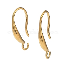 Ion Plating(IP) 304 Stainless Steel Earring Hooks, with Open Loop, Real 18K Gold Plated, 18.5x9.5mm, Hole: 2mm, Pin: 0.9mm