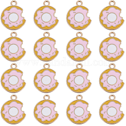 Подвески из эмали из сплава с покрытием из светлого золота, 50 шт., пончик, розовые, 18.5x14.5x1.2 мм, отверстие : 1.8 мм
