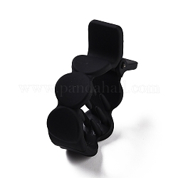 Kunststoffkralle Haarspangen, matte Stil, fischförmig mit flacher Runde, Schwarz, 49.5x36x15.5 mm