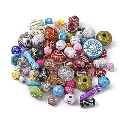 Perles acryliques plaqués, mixedstyle, métal enlacée, couleur mixte, 6~22x6~16x3~10mm, Trou: 1~3mm