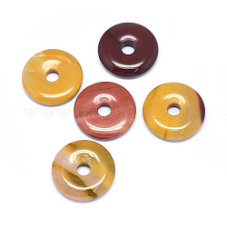 Colgantes Mookaite naturales, donut / pi disc, ancho de la rosquilla: 12 mm, 30x5~7mm, agujero: 6 mm