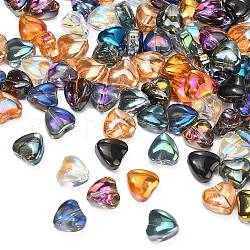 Fili di perline di vetro placcato 100 pz 9 colori, ab colore, cuore, colore misto, 7~8x8x4.5mm, Foro: 0.8 mm