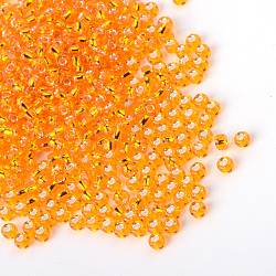 Perles de verre mgb matsuno, Perles de rocaille japonais, 15/0 argent perles de verre doublé rocailles de trous ronds de semences, orange foncé, 1.5x1mm, trou: 0.5 mm, environ 135000 PCs / sachet , 450 g / sac