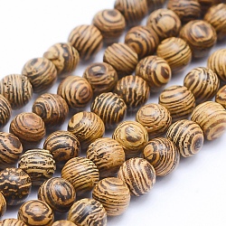 Brins de perles en bois de wengé naturel, ronde, teinte, 10mm, Trou: 1mm, Environ 39 pcs/chapelet, 15.55 pouce (39.5 cm)