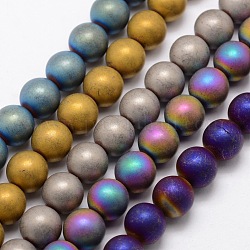 Chapelets de perles en hématite synthétique sans magnétiques, Style mat, ronde, couleur mixte, 6mm, Trou: 1mm, Environ 70 pcs/chapelet, 15.7 pouce