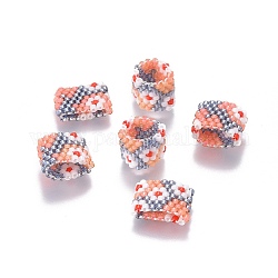 Miyuki & toho perles de rocaille japonaises faites à la main, motif de tissage, anneau, colorées, 14~15x9.5~10x3.5~4mm