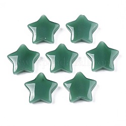 Abalorios de vidrio imitación de jade, estrella de cinco puntas, verde mar, 19x20x6mm, agujero: 1.2 mm