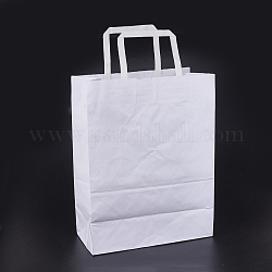 Бумажные мешки, подарочные пакеты, сумки для покупок, с ручками, белые, 25.5x12.5x32.7 см