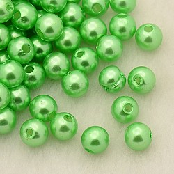 Perline acrilico perla imitato, tinto, tondo, prato verde, 6x5.5mm, Foro: 1.5~2 mm, circa 4500pcs/libbra