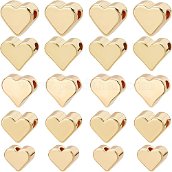 Benecreat 60шт 5 стиля латунные бусины, сердце, реальный 18k позолоченный, 4.5~6x5.5~7x2.5~3.5 мм, отверстие : 1~1.5 мм, 12шт / стиль