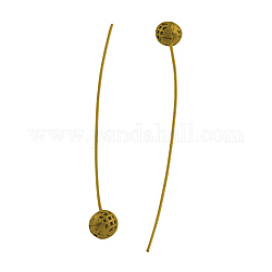 Brass Fancy Pins, with Alloy Findings, Lead Free & Cadmium Free, Antique Golden, 52x6mm, Pin: 1mm