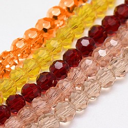 Brins de perles rondes en verre écologique, facetté (32 facettes), couleur mixte, 6mm, Trou: 1.2mm, Environ 88~91 pcs/chapelet, 19.49 pouce ~ 20.08 pouces (49.5~51 cm)