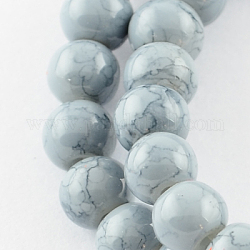 Spray Painted Glass Bead Strands, Round, Gray, 12mm, Hole: 1.3~1.6mm, about 66pcs/strand, 31.4inch