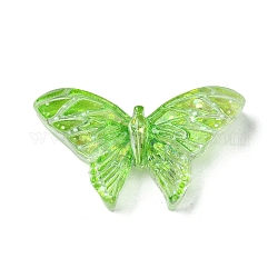 スプレー塗装樹脂デコデンカボション  スパンコール/グリッタースパンコール付き  蝶  芝生の緑  20.5x36x8mm