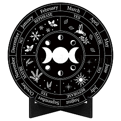 Creatcabin roue de l'année signe décor païen calendrier wicca vacances wiccan tableau pendule autel support de sorcière phase de lune plaque gravée fournitures spirituelles en bois outils pour Halloween noir 7.9 pouce