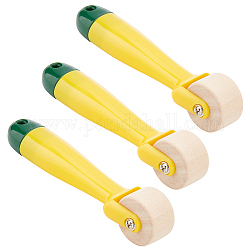 OLYCRAFT 3Pcs Wooden Seam Rollers Yellow Quilting Seam Roller with Plastic Handle 6mm Hole Sewing Seam Roller Wallpaper Roller for Quilting Sewing Print Wallpaper Home Decoration 5.9x1.4x1.4 Inch