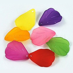 Mixed Translucent Frosted Acrylic Pendants, Leaf, Size: about 26mm long, 19mm wide, 3mm thick, hole: 2mm