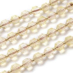 Natürlichen Citrin Perlen Stränge, Runde, facettiert, gefärbt und erhitzt, 7x7x8 mm, Bohrung: 0.8 mm, ca. 38 Stk. / Strang, 15.35 Zoll (39 cm)