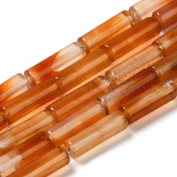 Природный агат бисер нитей, колонка, окрашенная и подогревом, цвет шоколада, 13~14x4 мм, отверстие : 1 мм, около 28 шт / нитка, 15.12'' (38.4 см)