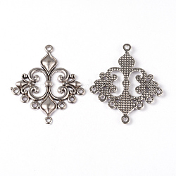 Tibetan Style Alloy Chandelier Component Links, Lead Free and Cadmium Free, Rhombus, Antique Silver, 36x30x2mm, Hole: 1.5mm, about 360pcs/1000g