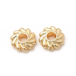 Rack Plating Alloy Beads, Long-Lasting Plated, Cadmium Free & Lead Free, Flower, Real 14K Gold Plated, 5x1.5mm, Hole: 1.2mm