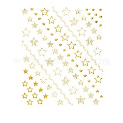 3D-Goldruten-Nagelwasser-Abziehbilder, selbstklebend, Nageldesign Maniküre Tipps Nageldekoration für Frauen Mädchen Kinder, Stern-Muster, 90x77 mm