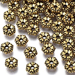 Tibetan Style Spacer Beads, Cadmium Free & Nickel Free & Lead Free, Flower, Antique Golden, 5.5x2mm, Hole: 1mm, about 6000pcs/1000g