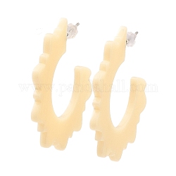Boucles d'oreilles soleil en acrylique, boucles d'oreilles demi-créoles avec 304 épingle en acier inoxydable, mousseline de citron, 44.5x2mm