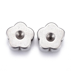 Supports de perles avec strass en 304 acier inoxydable, fleur, couleur inoxydable, 3.5mm, Trou: 13x13.5x6mm